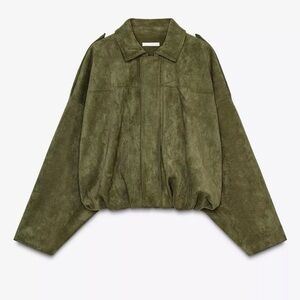 Zara Viral Green Suede Jacket NWT Size S